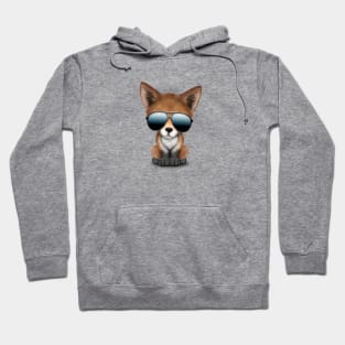 Cute Baby Red Fox Wearing Sunglasses Hoodie